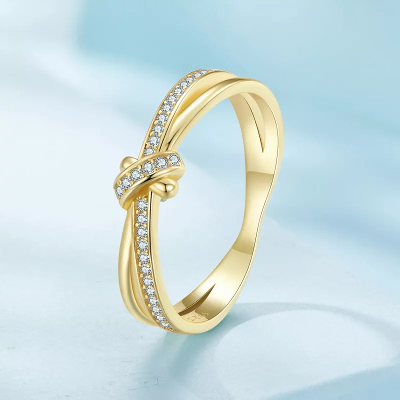 (imagen para) Anillo de estilo Pandora con nudo dorado - SCR896-B - Ver 2