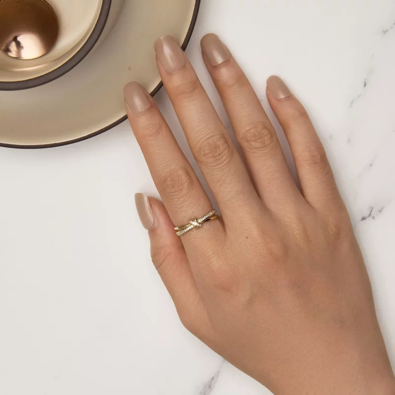 (imagen para) Anillo de estilo Pandora con nudo dorado - SCR896-B - Ver 5