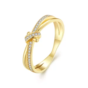 (imagen para) Anillo de estilo Pandora con nudo dorado - SCR896-B