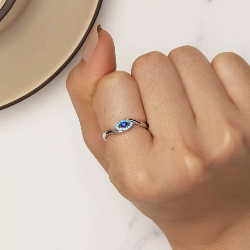 (imagen para) Anillo de estilo Pandora con ojo de demonio guardián - SCR947 - Ver 6