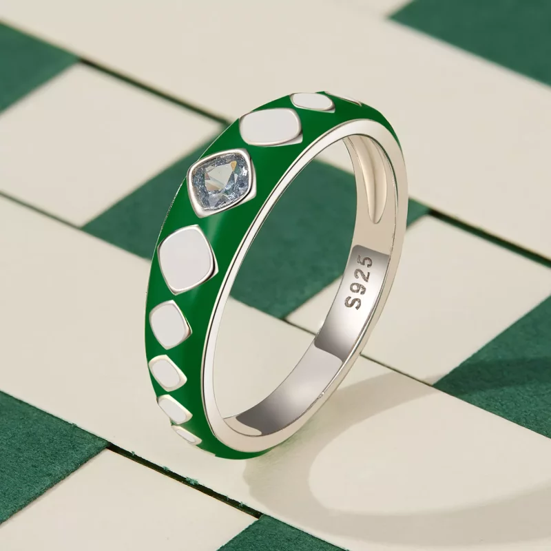 (imagen para) Anillo de estilo Pandora con patrón de diamantes - SCR942 - Ver 2