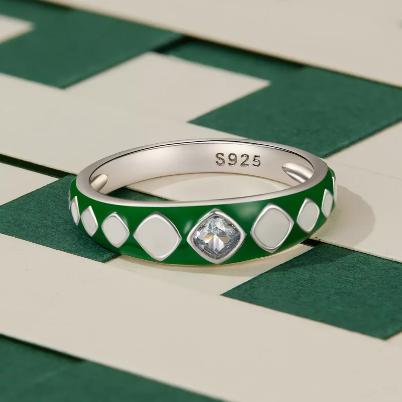 (imagen para) Anillo de estilo Pandora con patrón de diamantes - SCR942 - Ver 3