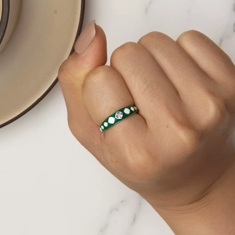 (imagen para) Anillo de estilo Pandora con patrón de diamantes - SCR942 - Ver 5