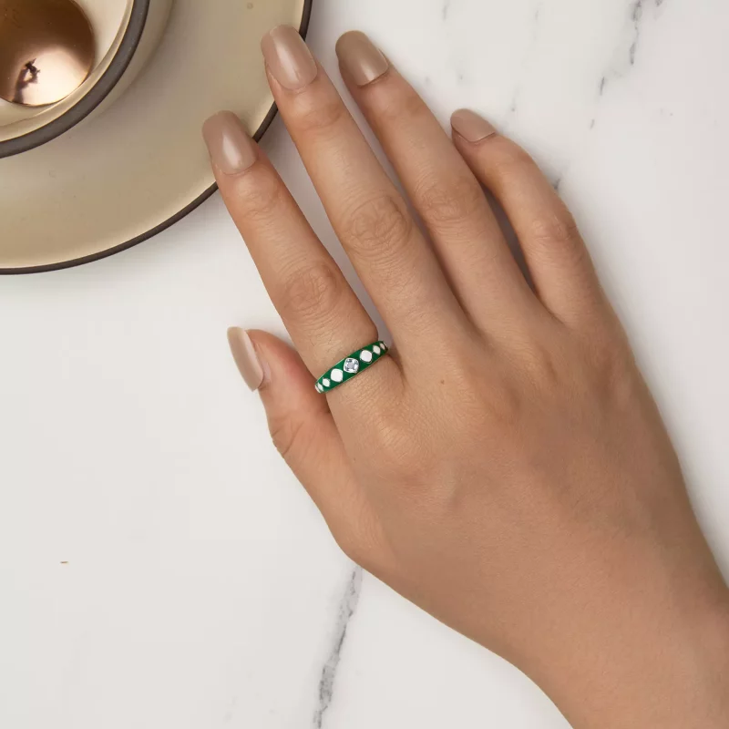 (imagen para) Anillo de estilo Pandora con patrón de diamantes - SCR942 - Ver 6