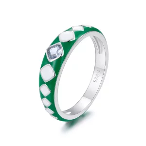 (imagen para) Anillo de estilo Pandora con patrón de diamantes - SCR942