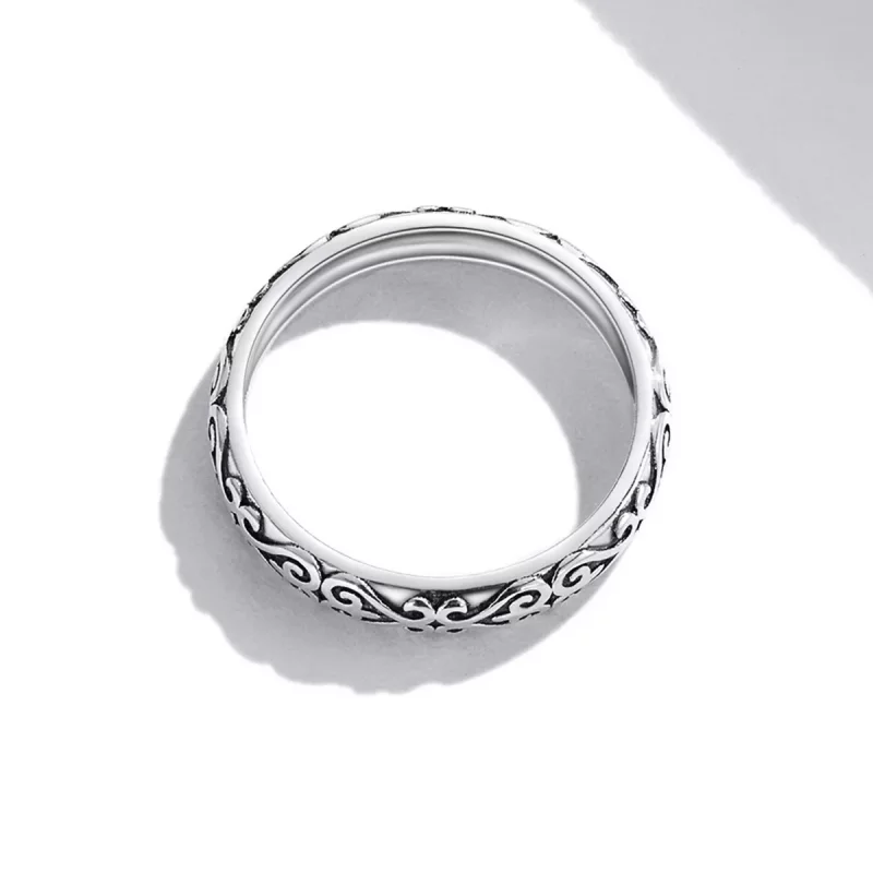 (imagen para) Anillo de estilo Pandora con patrón retro en relieve - SCR776 - Ver 3