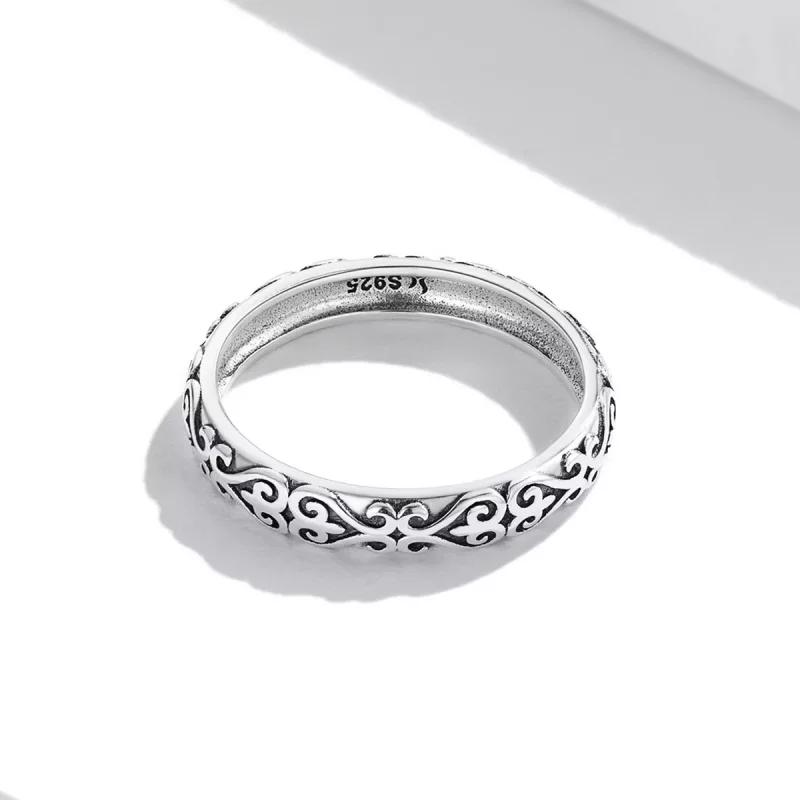 (imagen para) Anillo de estilo Pandora con patrón retro en relieve - SCR776 - Ver 4