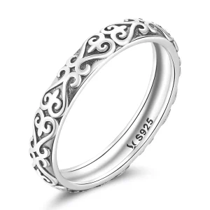 (imagen para) Anillo de estilo Pandora con patrón retro en relieve - SCR776