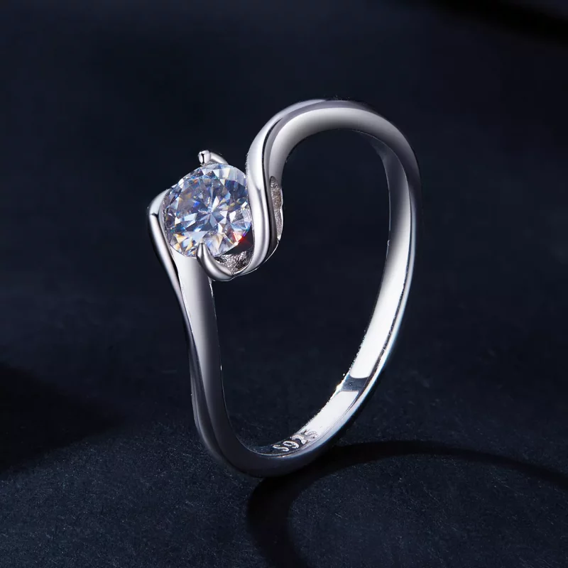 (imagen para) Anillo de estilo Pandora de 0.5 quilates de Moissanita (Un certificado) - MSR040 - Ver 2