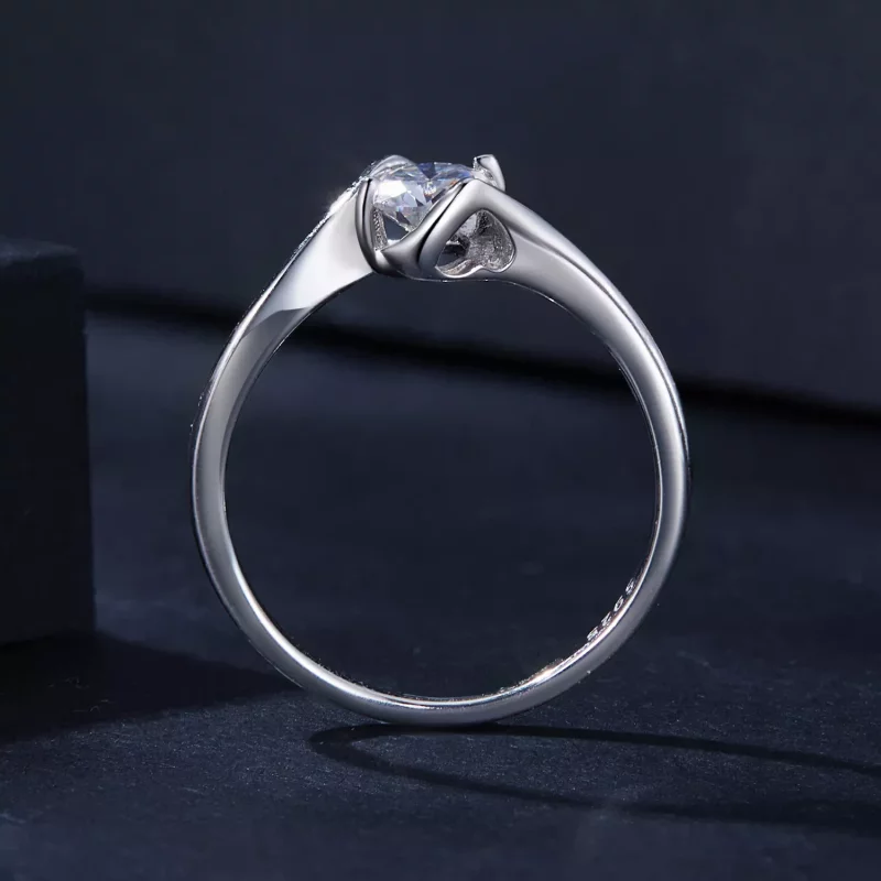 (imagen para) Anillo de estilo Pandora de 0.5 quilates de Moissanita (Un certificado) - MSR040 - Ver 3