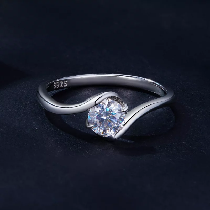 (imagen para) Anillo de estilo Pandora de 0.5 quilates de Moissanita (Un certificado) - MSR040 - Ver 4