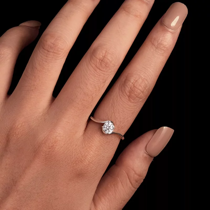 (imagen para) Anillo de estilo Pandora de 0.5 quilates de Moissanita (Un certificado) - MSR040 - Ver 5