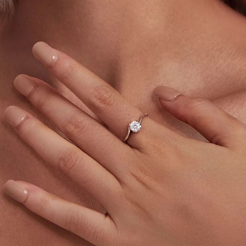 (imagen para) Anillo de estilo Pandora de 0.5 quilates de Moissanita (Un certificado) - MSR040 - Ver 6