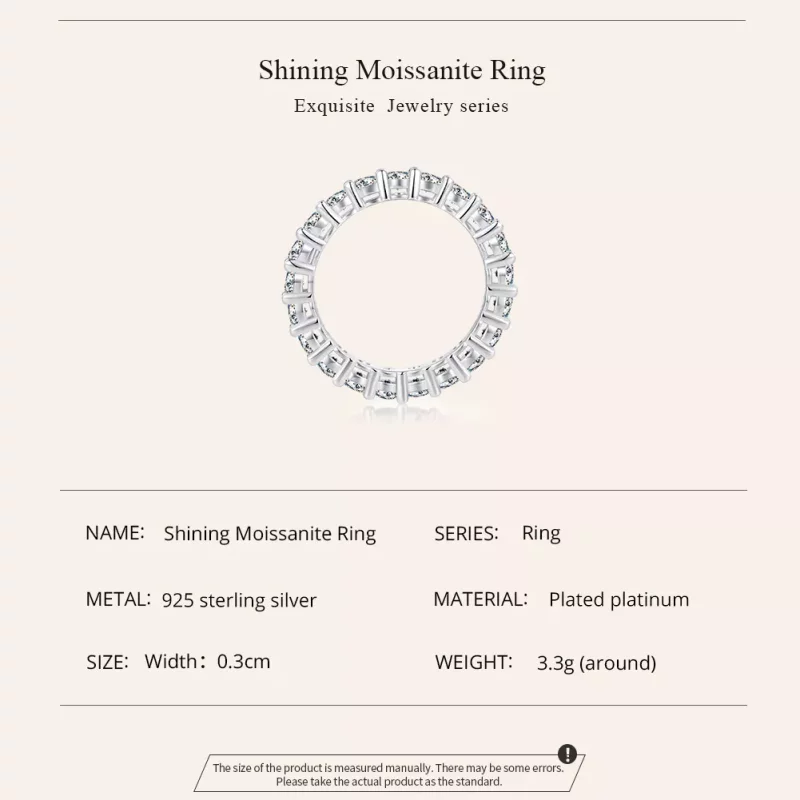 (imagen para) Anillo de Moissanita brillante de estilo Pandora (Un certificado) - MSR020 - Ver 2
