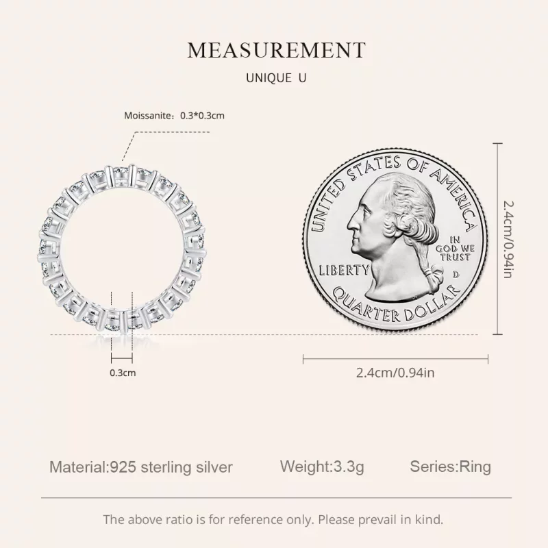 (imagen para) Anillo de Moissanita brillante de estilo Pandora (Un certificado) - MSR020 - Ver 3