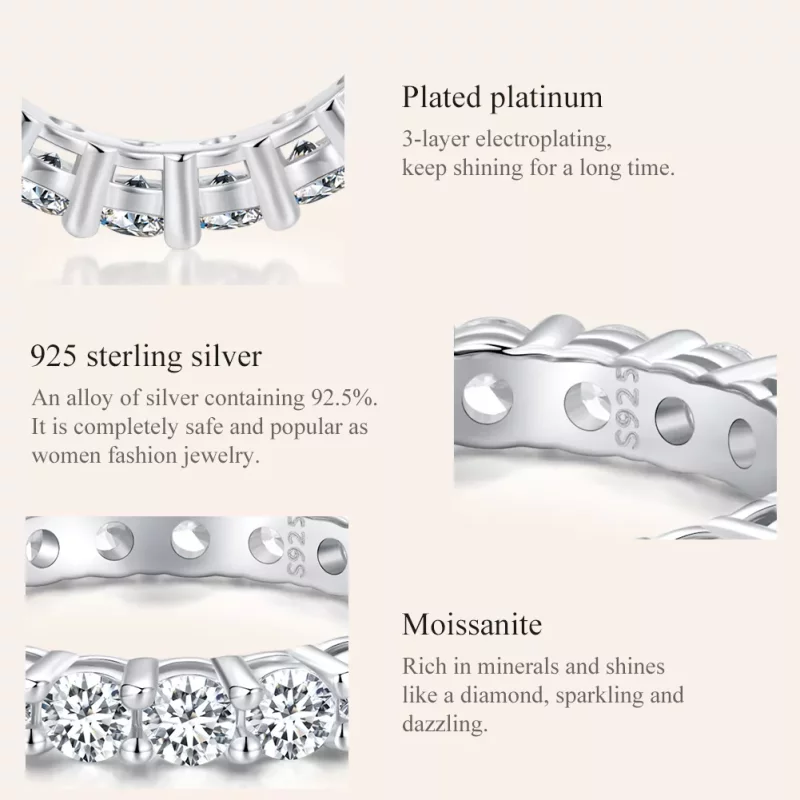 (imagen para) Anillo de Moissanita brillante de estilo Pandora (Un certificado) - MSR020 - Ver 4