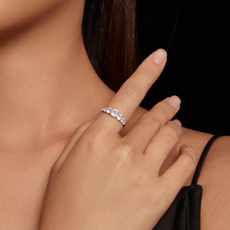 (imagen para) Anillo de Moissanita Brillante Estilo Pandora (Un Certificado) - MSR037 - Ver 4