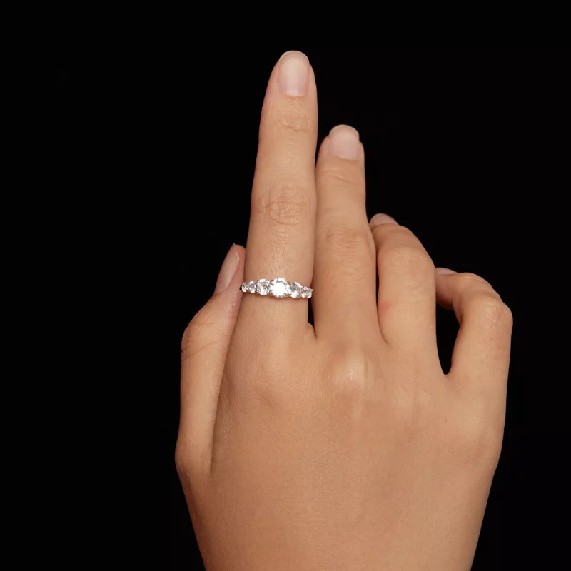 (imagen para) Anillo de Moissanita Brillante Estilo Pandora (Un Certificado) - MSR037 - Ver 5