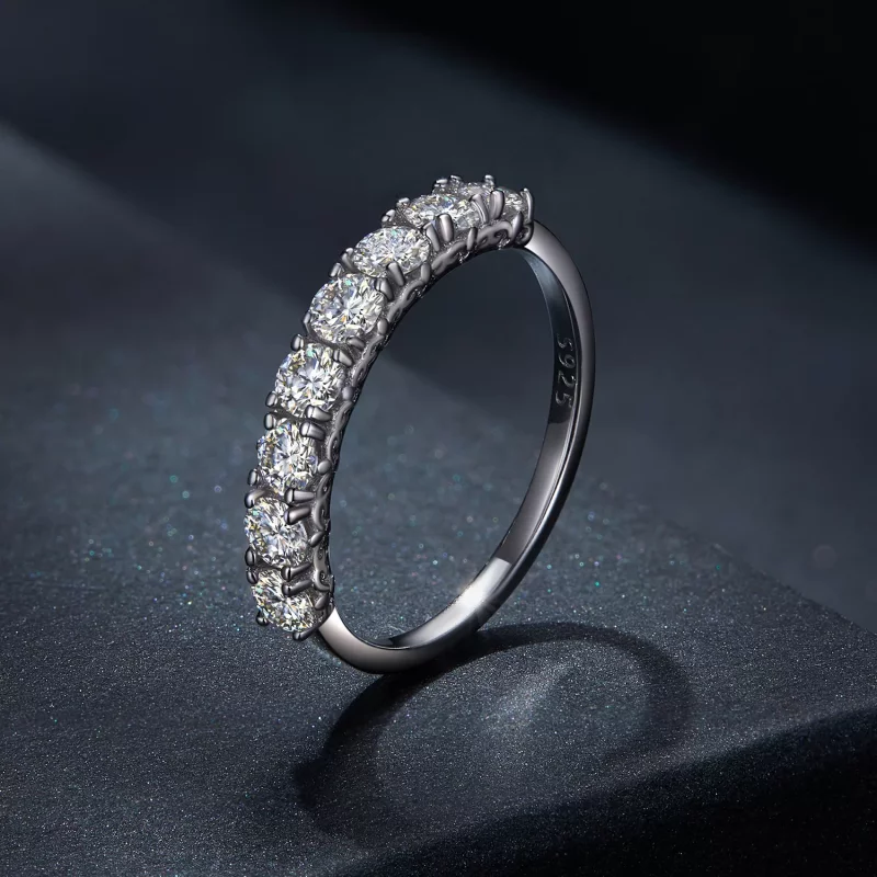 (imagen para) Anillo de moissanita con estilo Pandora de patrón (un certificado) - MSR015 - Ver 2