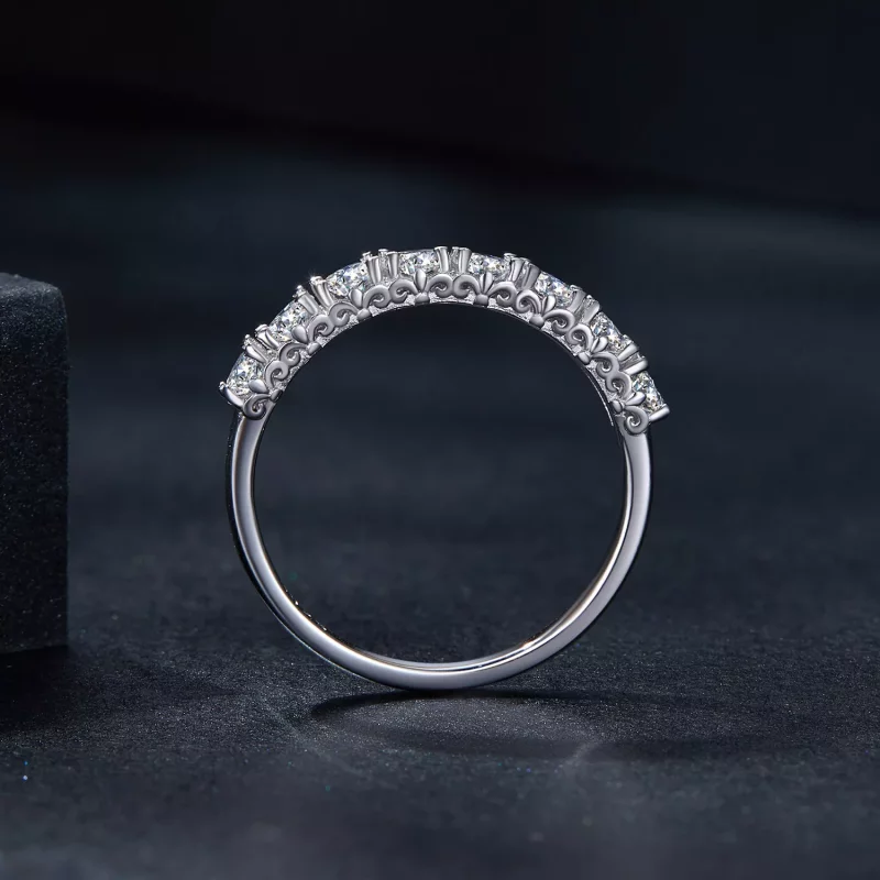 (imagen para) Anillo de moissanita con estilo Pandora de patrón (un certificado) - MSR015 - Ver 3