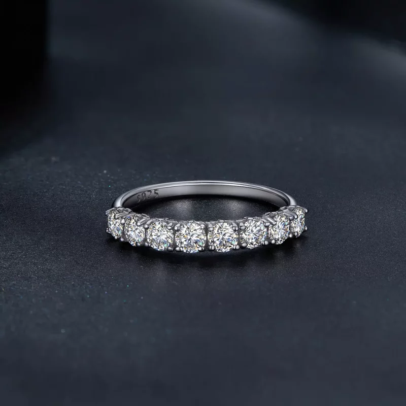 (imagen para) Anillo de moissanita con estilo Pandora de patrón (un certificado) - MSR015 - Ver 4