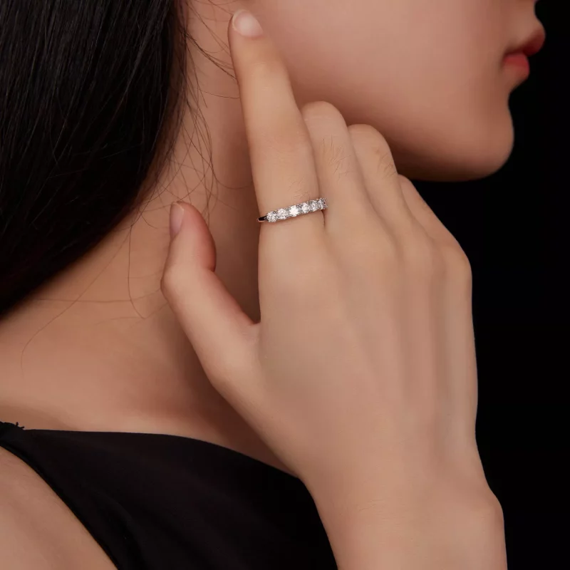 (imagen para) Anillo de moissanita con estilo Pandora de patrón (un certificado) - MSR015 - Ver 6