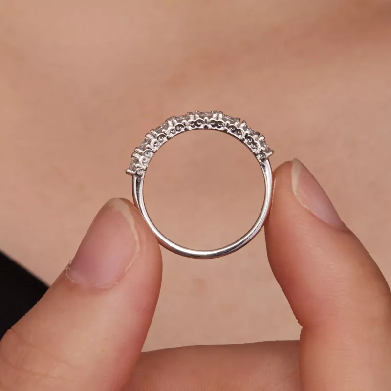 (imagen para) Anillo de moissanita con estilo Pandora de patrón (un certificado) - MSR015 - Ver 7
