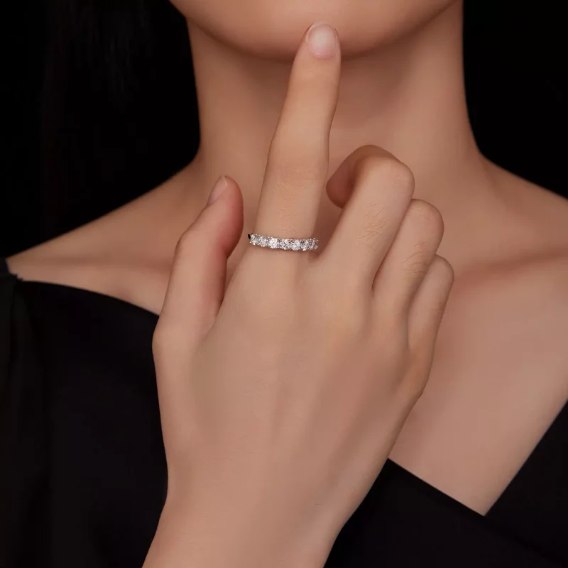 (imagen para) Anillo de moissanita con estilo Pandora de patrón (un certificado) - MSR015 - Ver 8