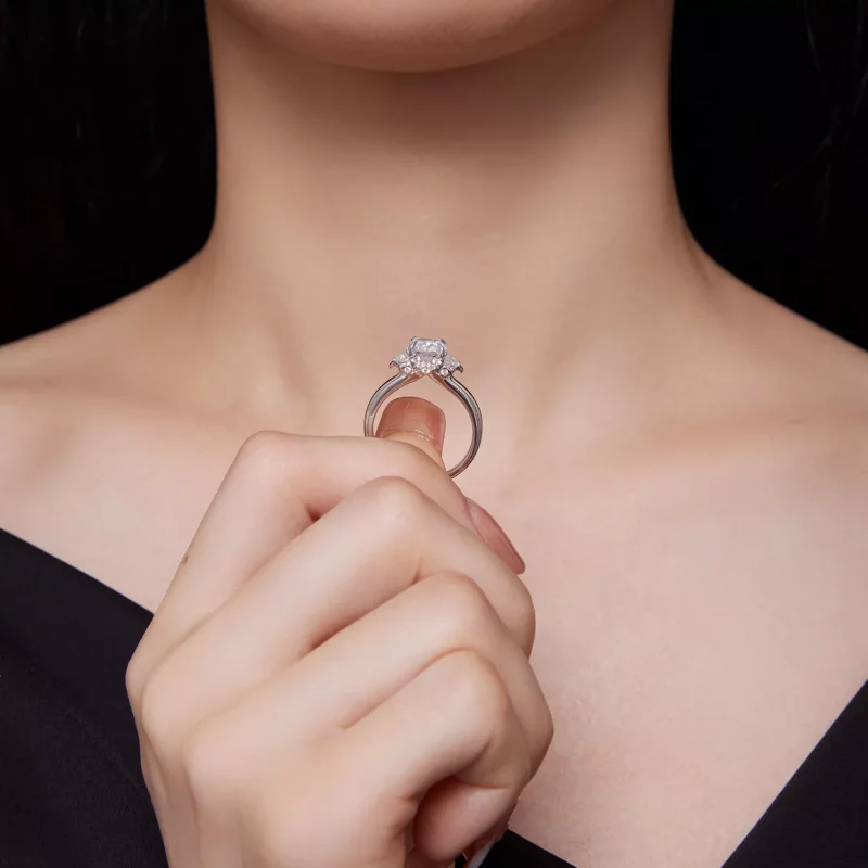 (imagen para) Anillo de Moissanita Exquisito al Estilo Pandora - MSR022 - Ver 7