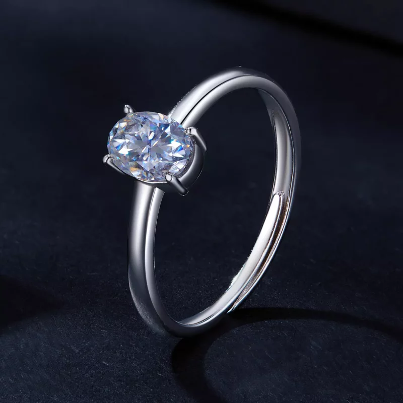 (imagen para) Anillo de Moissanite en forma de huevo estilo Pandora de 1 quilate (Un certifica - Ver 2