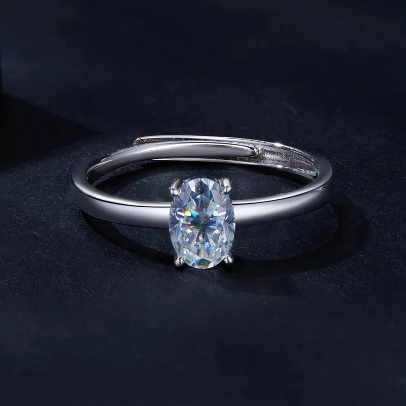 (imagen para) Anillo de Moissanite en forma de huevo estilo Pandora de 1 quilate (Un certifica - Ver 3