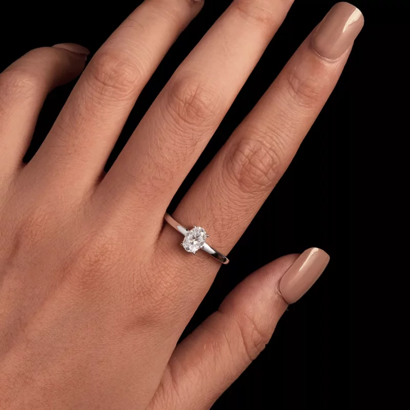 (imagen para) Anillo de Moissanite en forma de huevo estilo Pandora de 1 quilate (Un certifica - Ver 4