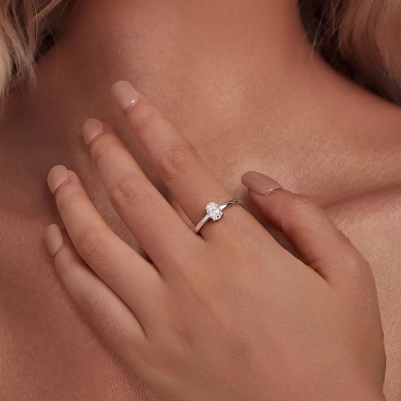 (imagen para) Anillo de Moissanite en forma de huevo estilo Pandora de 1 quilate (Un certifica - Ver 5