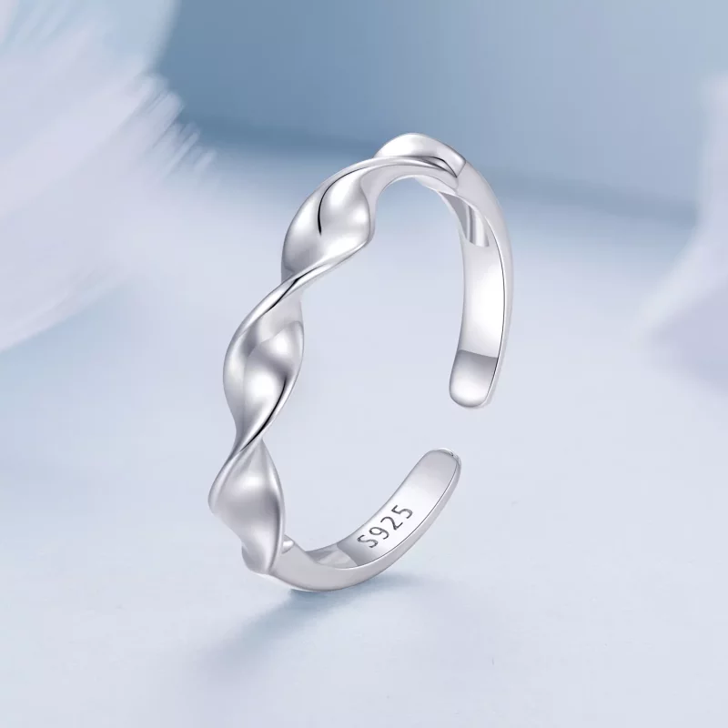 (imagen para) Anillo de plata esterlina retorcida estilo Pandora - BSR468-E - Ver 2