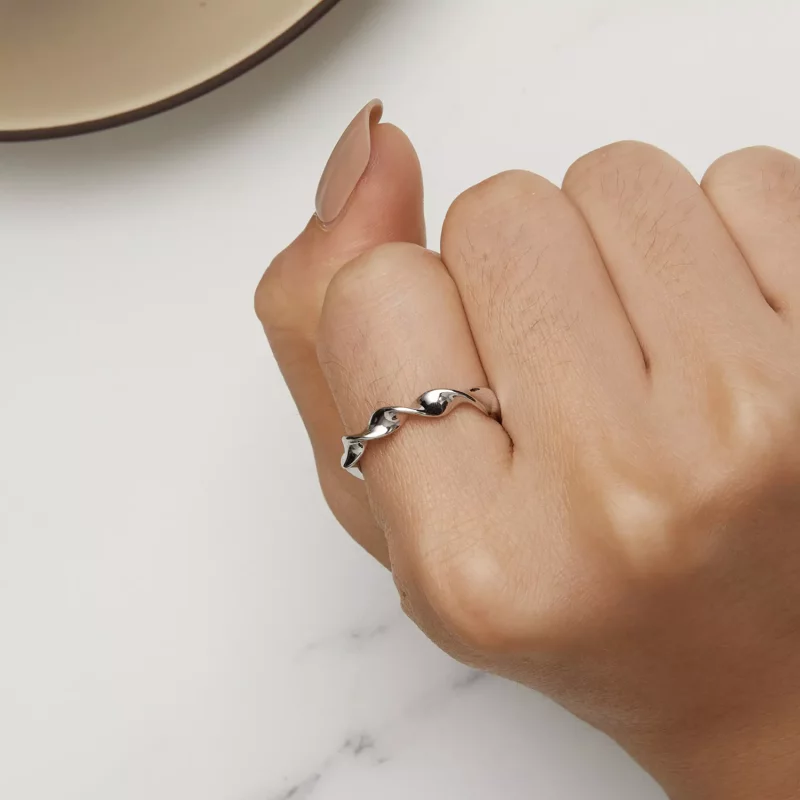 (imagen para) Anillo de plata esterlina retorcida estilo Pandora - BSR468-E - Ver 6