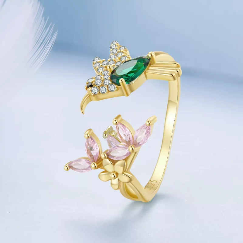 (imagen para) Anillo de plata S925 "Pandora Style Hummingbird's Gift" - BSR016-B - Ver 2