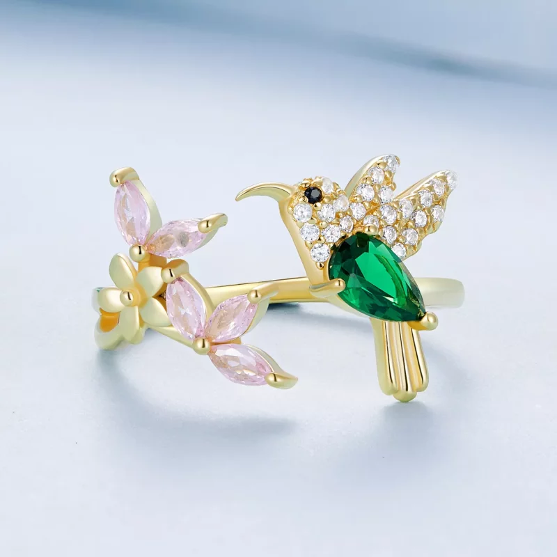 (imagen para) Anillo de plata S925 "Pandora Style Hummingbird's Gift" - BSR016-B - Ver 3