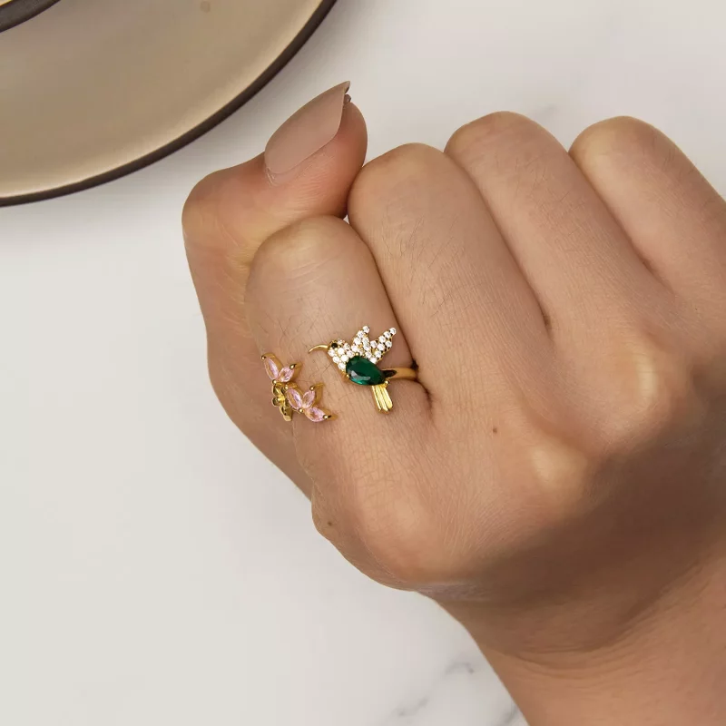 (imagen para) Anillo de plata S925 "Pandora Style Hummingbird's Gift" - BSR016-B - Ver 6