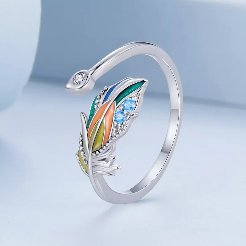 (imagen para) Anillo de Pluma de Estilo Pandora - BSR469-E - Ver 2