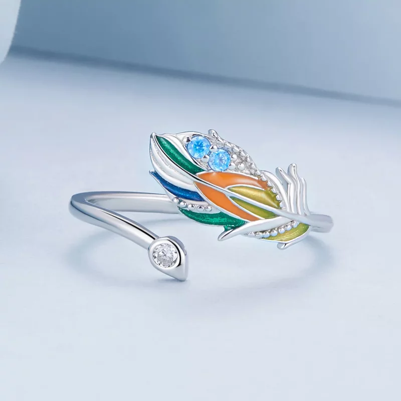 (imagen para) Anillo de Pluma de Estilo Pandora - BSR469-E - Ver 3