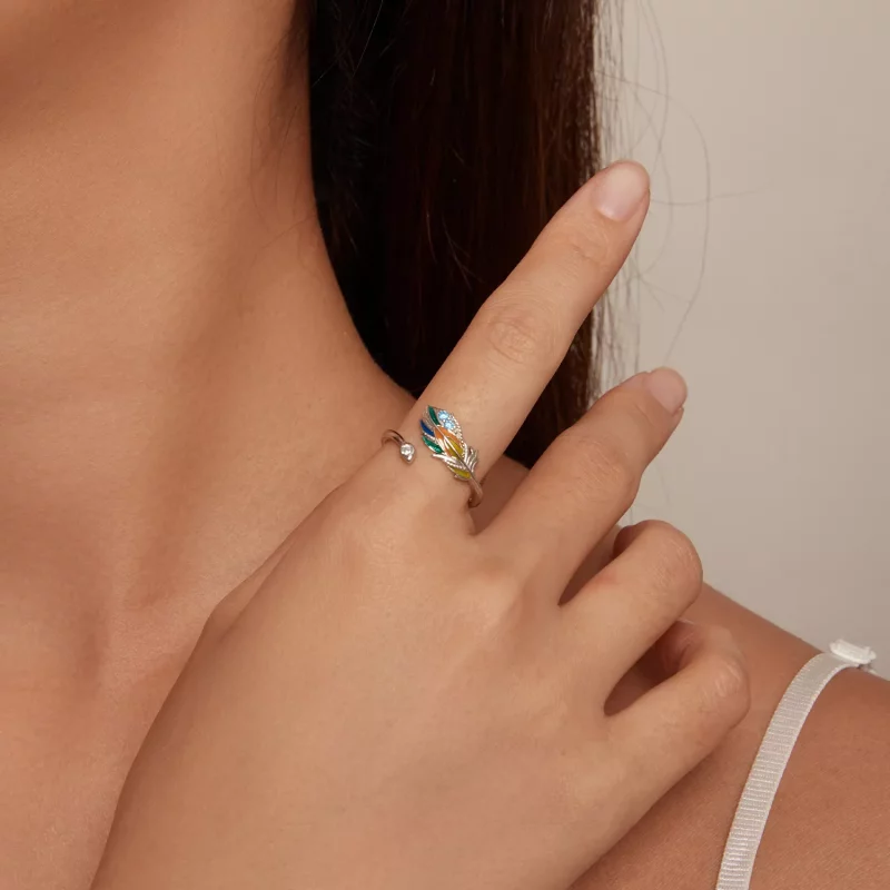 (imagen para) Anillo de Pluma de Estilo Pandora - BSR469-E - Ver 4
