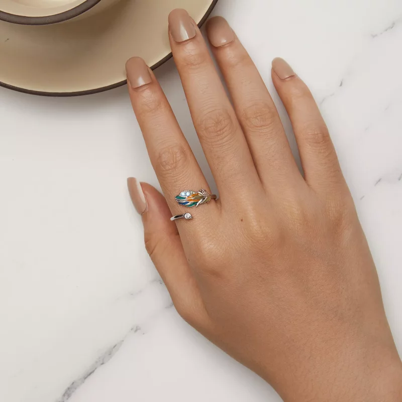 (imagen para) Anillo de Pluma de Estilo Pandora - BSR469-E - Ver 5