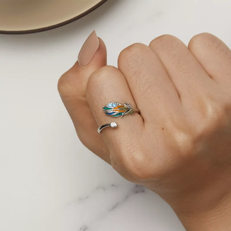 (imagen para) Anillo de Pluma de Estilo Pandora - BSR469-E - Ver 6