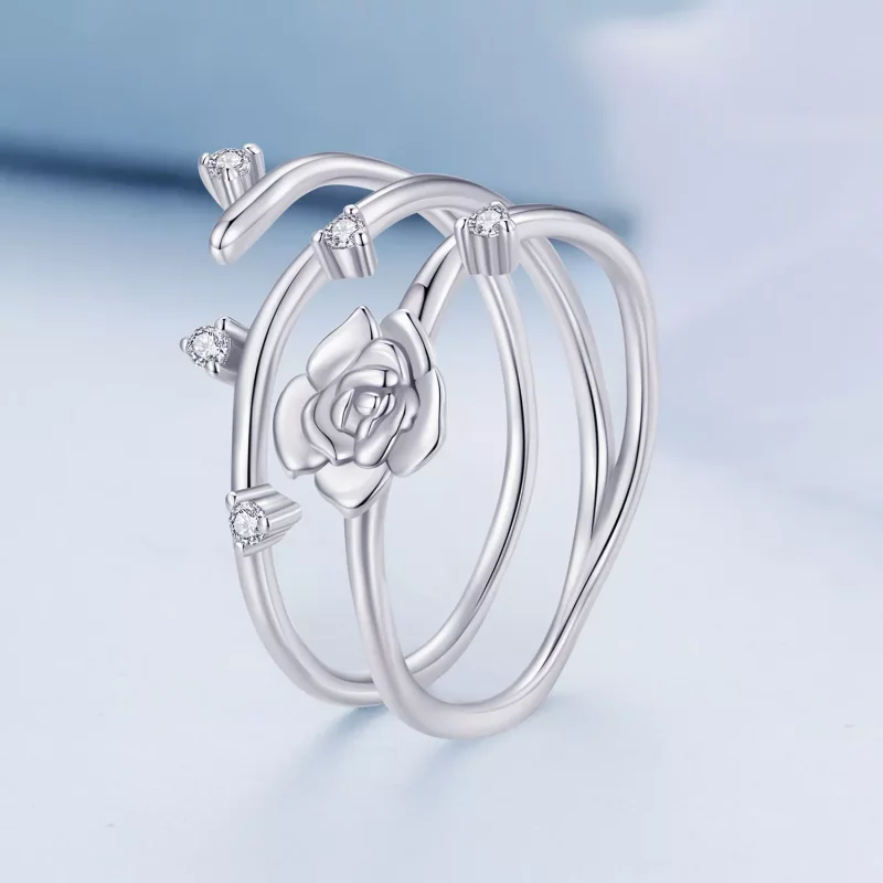 (imagen para) Anillo de vid rosa versátil personalizado al estilo de Pandora - BSR404 - Ver 2