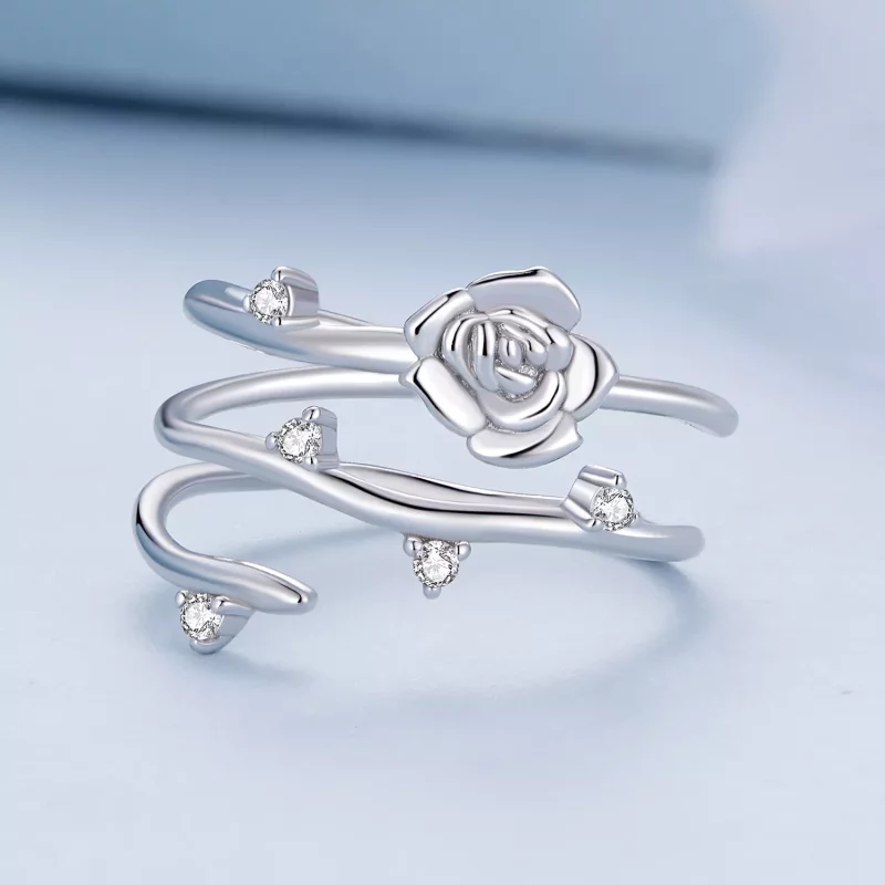 (imagen para) Anillo de vid rosa versátil personalizado al estilo de Pandora - BSR404 - Ver 3