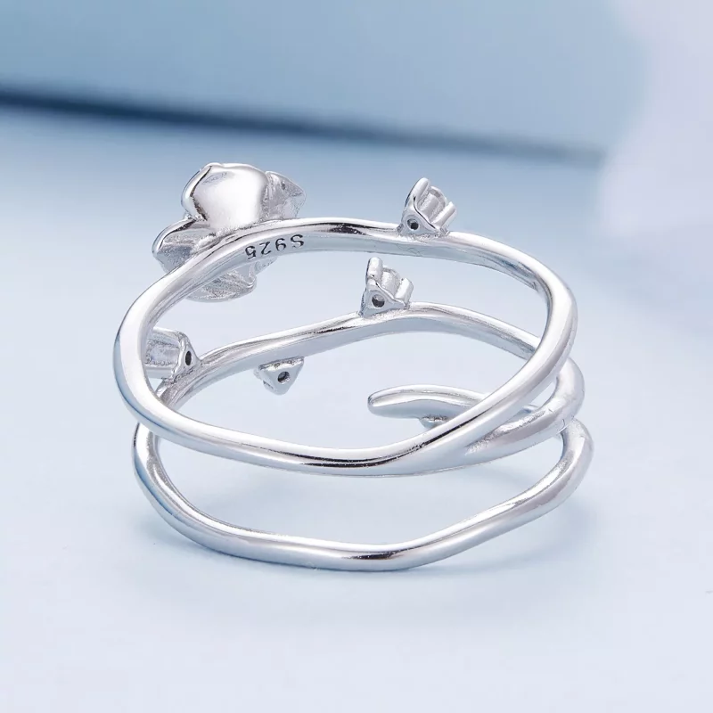 (imagen para) Anillo de vid rosa versátil personalizado al estilo de Pandora - BSR404 - Ver 4
