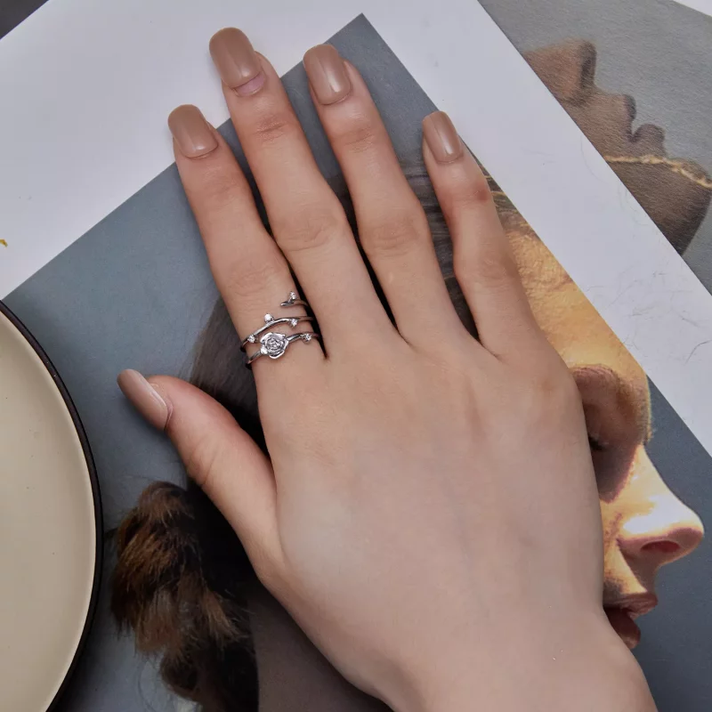 (imagen para) Anillo de vid rosa versátil personalizado al estilo de Pandora - BSR404 - Ver 6