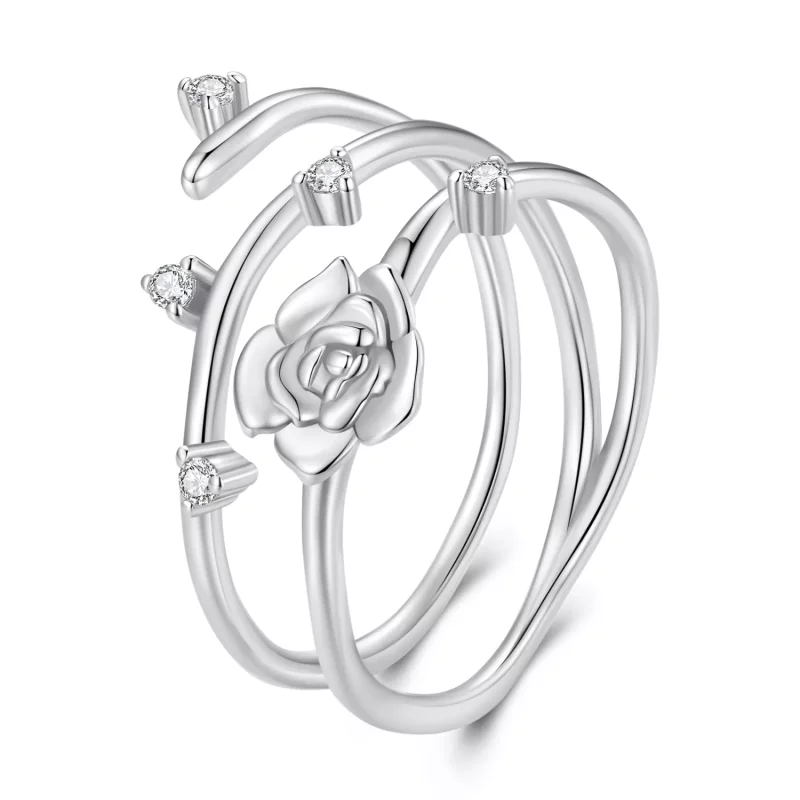 (imagen para) Anillo de vid rosa versátil personalizado al estilo de Pandora - BSR404 - Ver 8