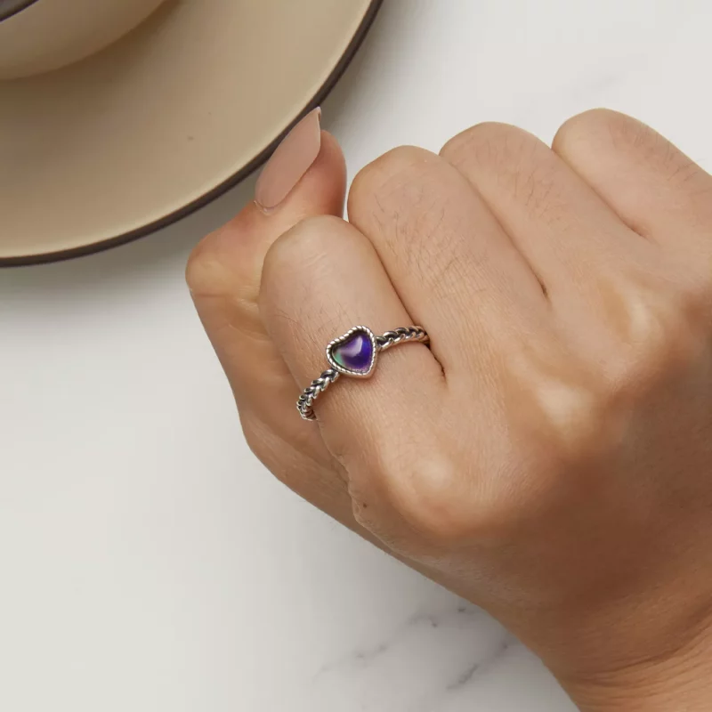 (imagen para) Anillo en forma de corazón con un sencillo giro al estilo Pandora - SCR956 - Ver 3