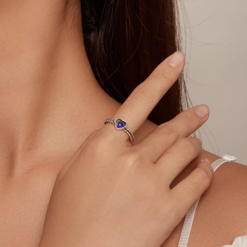 (imagen para) Anillo en forma de corazón con un sencillo giro al estilo Pandora - SCR956 - Ver 6